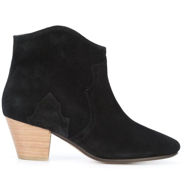 Isabel Marant Black Suede Dicker Western Cowboy Ankle Boots Size 8 - Picture 1 of 13